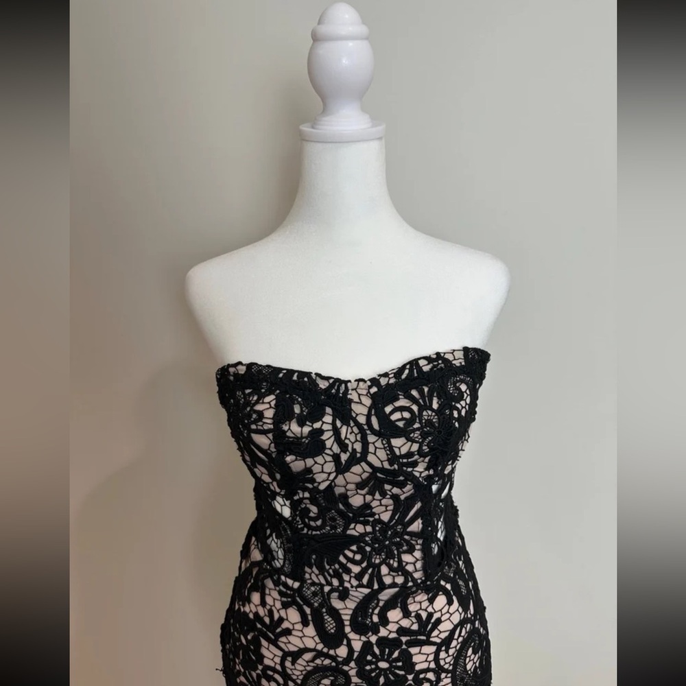 Olivaceous Floral Black Lace Mini Dress